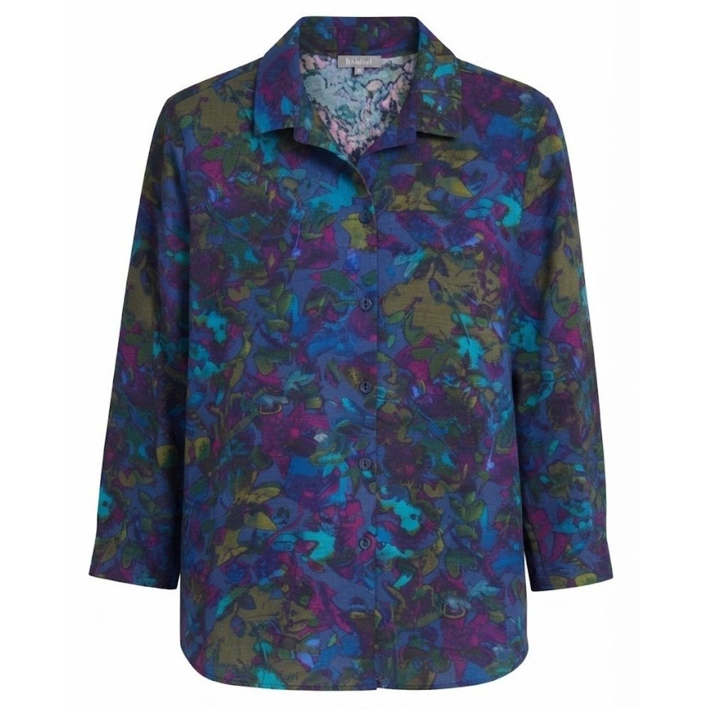 Habitat Clothes Womens XL Blue Purple Abstract Floral Button Shirt - CJ